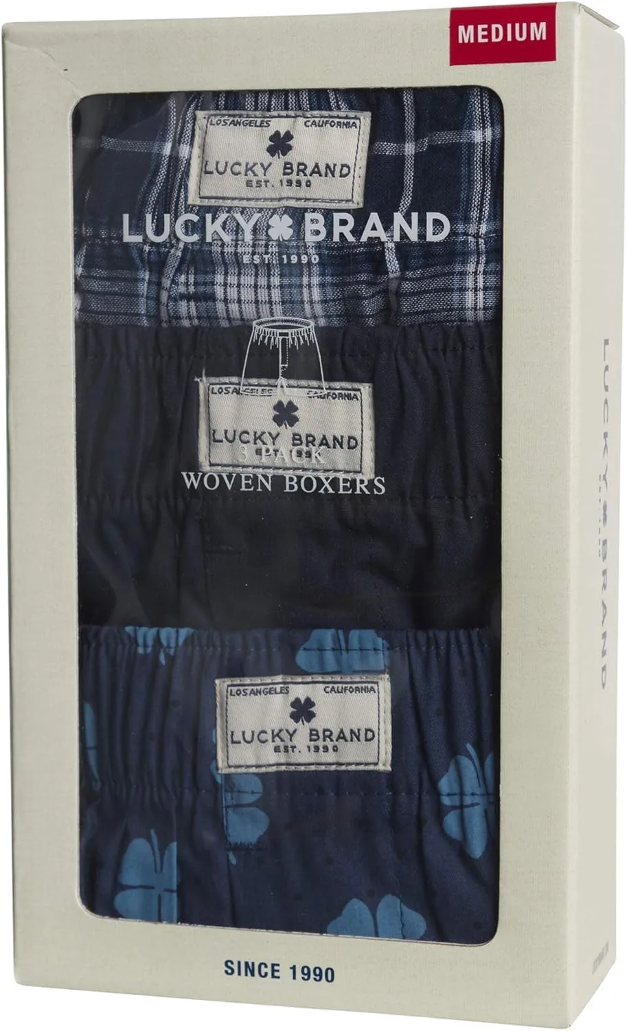 Lucky Brand Men's Boxer Shorts - 6 Pack Classic Cotton Woven Boxers for Men With Functional Fly, Relaxed Fit (Sizes: S-XXL)