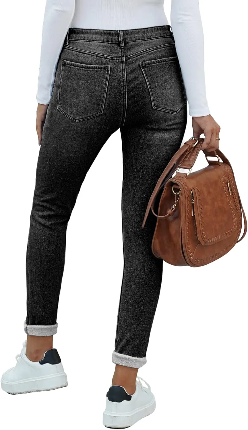 luvamia Women's Fleece Lined Jeans Winter Thermal Denim Jeggings Skinny High Waisted Stretch Warm Leggings
