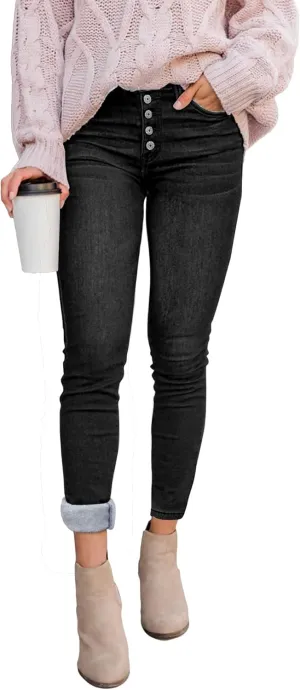 luvamia Women's Fleece Lined Jeans Winter Thermal Denim Jeggings Skinny High Waisted Stretch Warm Leggings