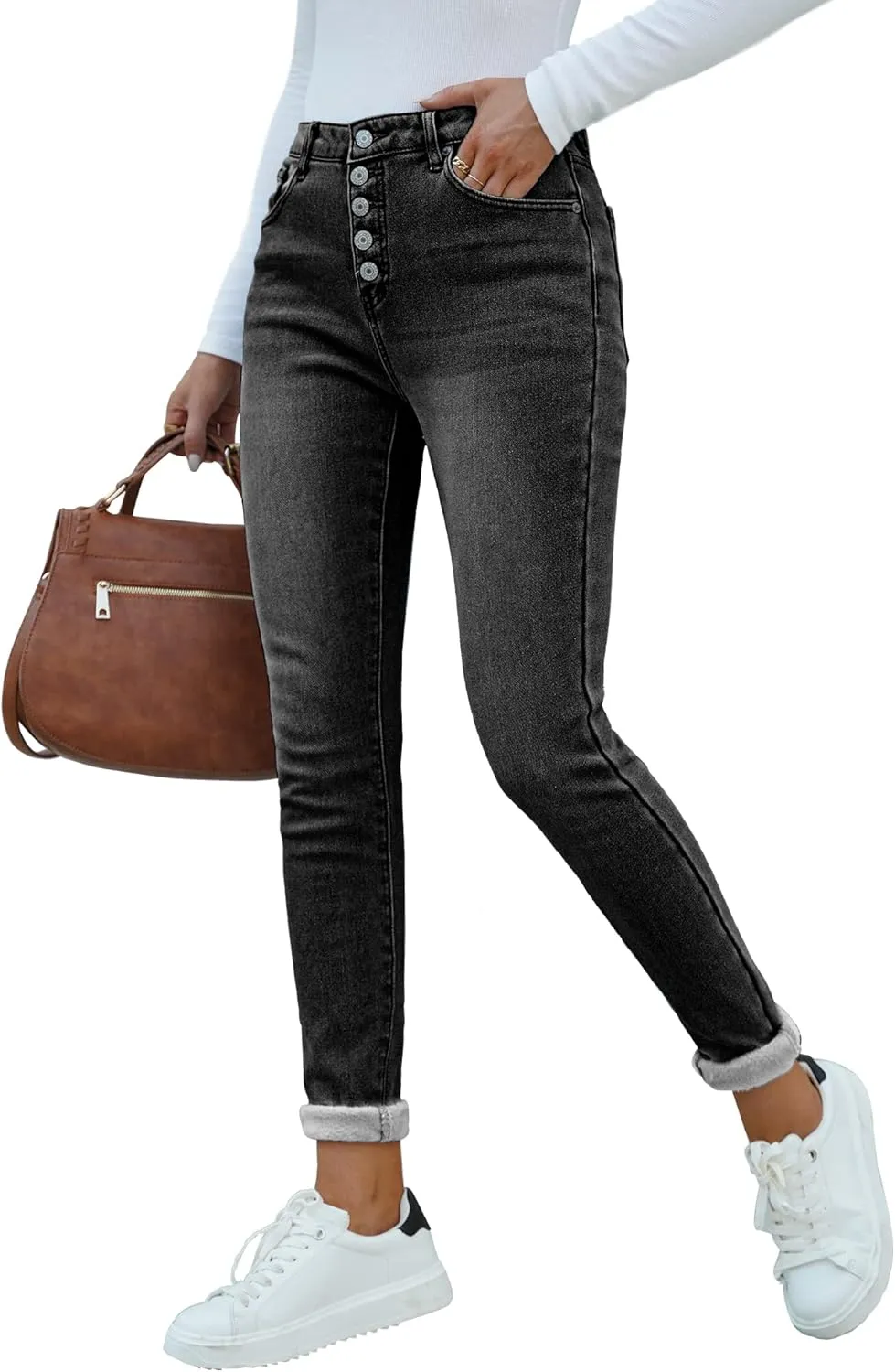 luvamia Women's Fleece Lined Jeans Winter Thermal Denim Jeggings Skinny High Waisted Stretch Warm Leggings
