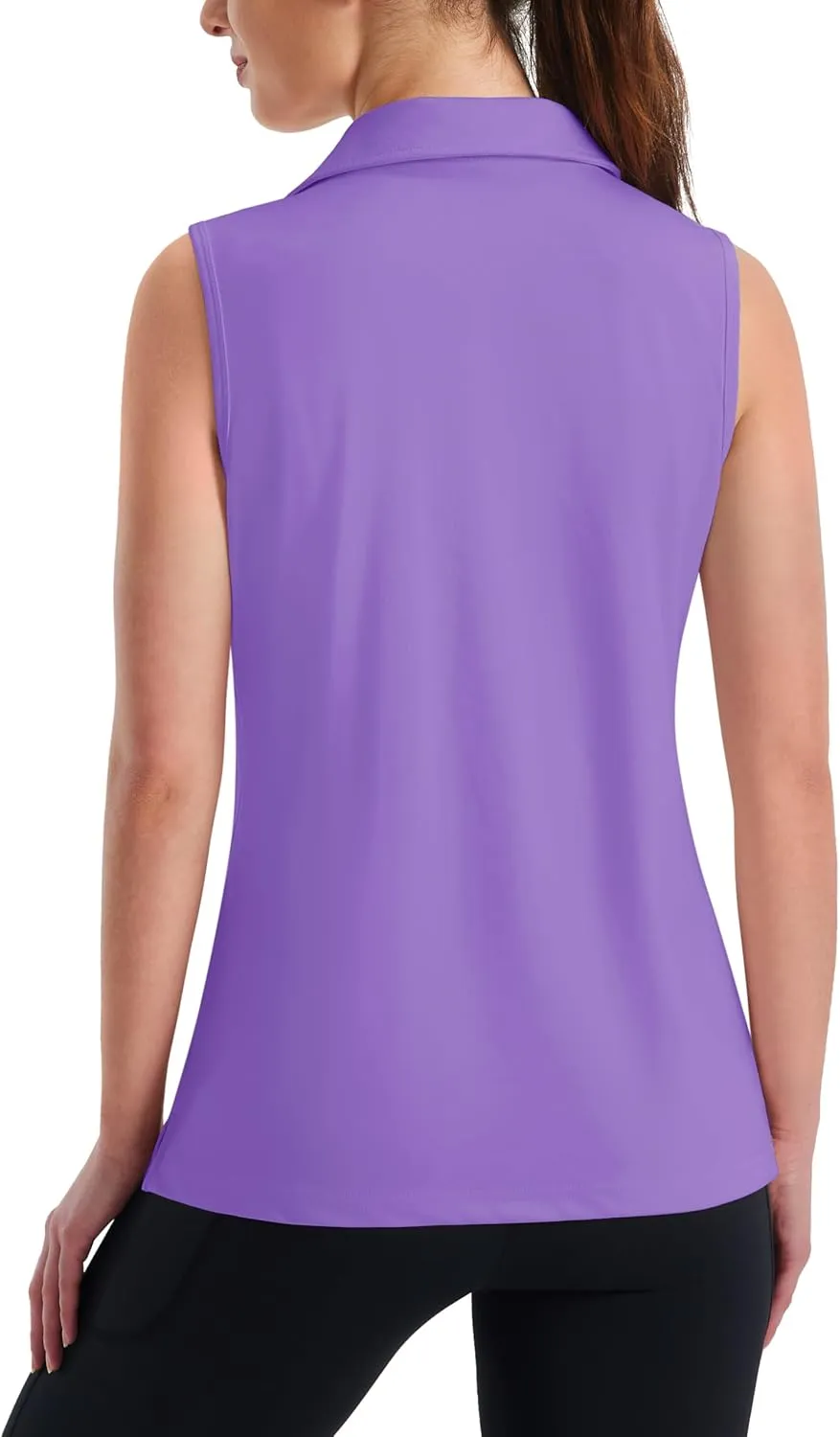 MAGCOMSEN Women's Sleeveless Golf Polo Shirts UPF 50  Tank Tops V-Neck Quick Dry Workout Athletic Tops