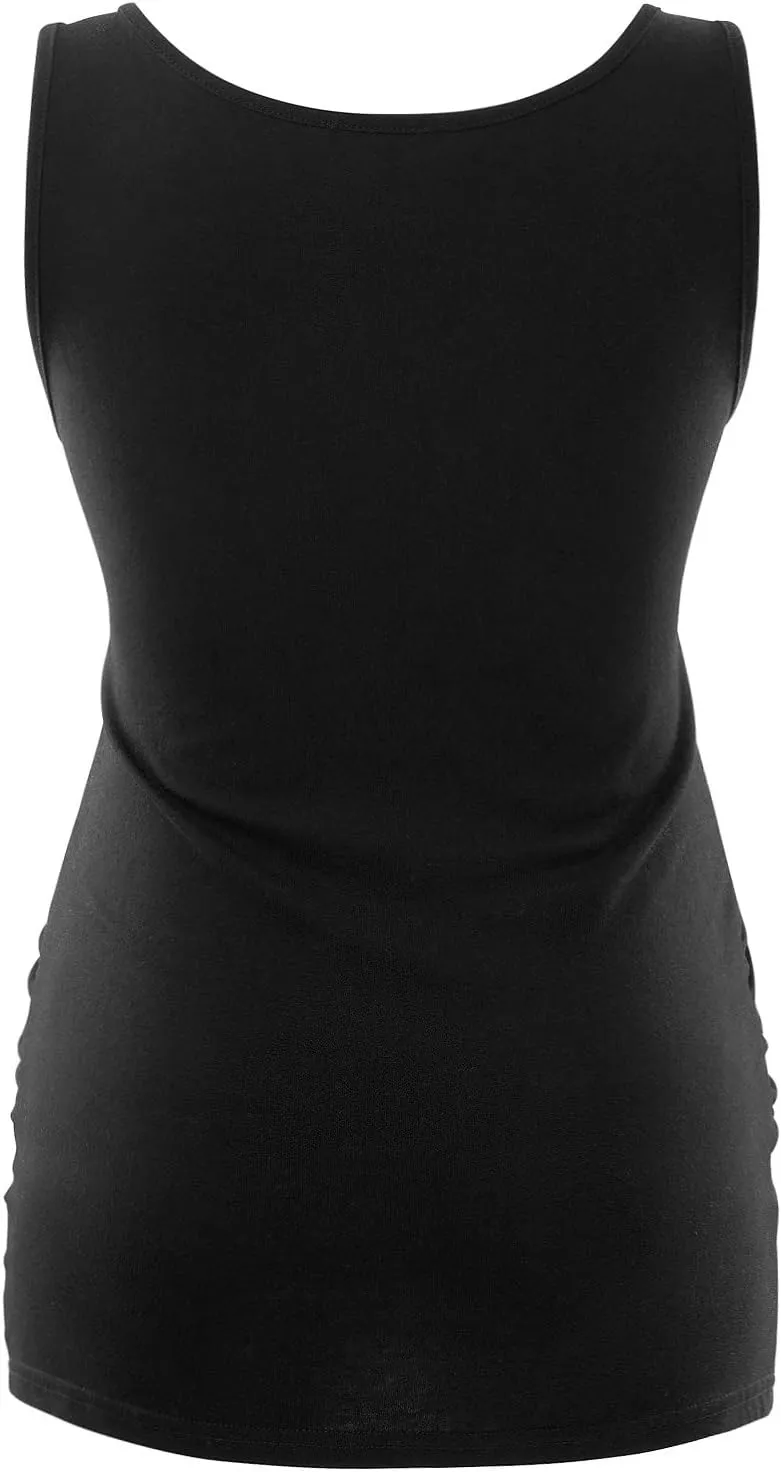 Maternity Tank Tops for Women Ruched Sleeveless Basic Tops Maternity Shirt Vest Pregnancy Tee