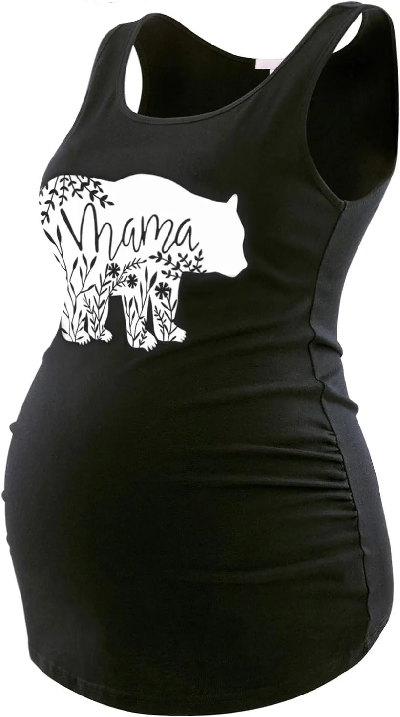 Maternity Tank Tops for Women Ruched Sleeveless Basic Tops Maternity Shirt Vest Pregnancy Tee