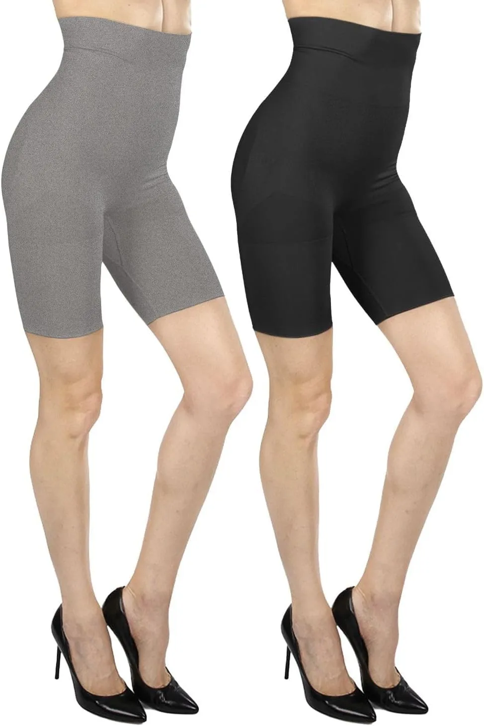 MeMoi 2 Pair High-Waist Shapewear Shorts, Smooth Thigh Shaper Shorts, Comfortable Womens Shapewear - Sizes S-4X