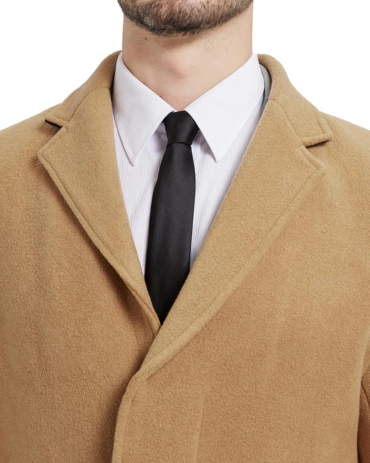 Mens Camel Overcoat Wool & Cashmere Covert Warm Winter Bond Coat Fully Lined