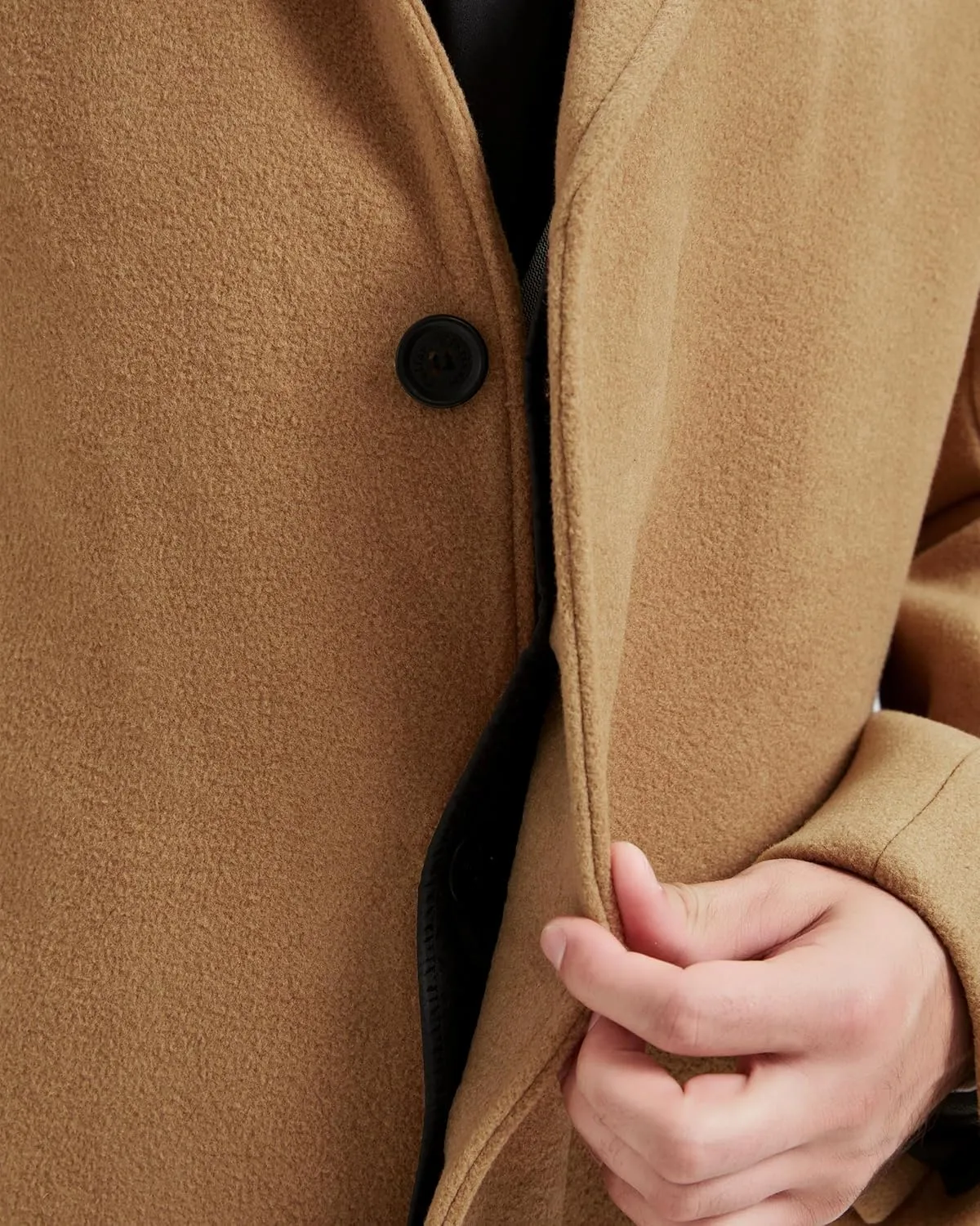 Mens Camel Overcoat Wool & Cashmere Covert Warm Winter Bond Coat Fully Lined