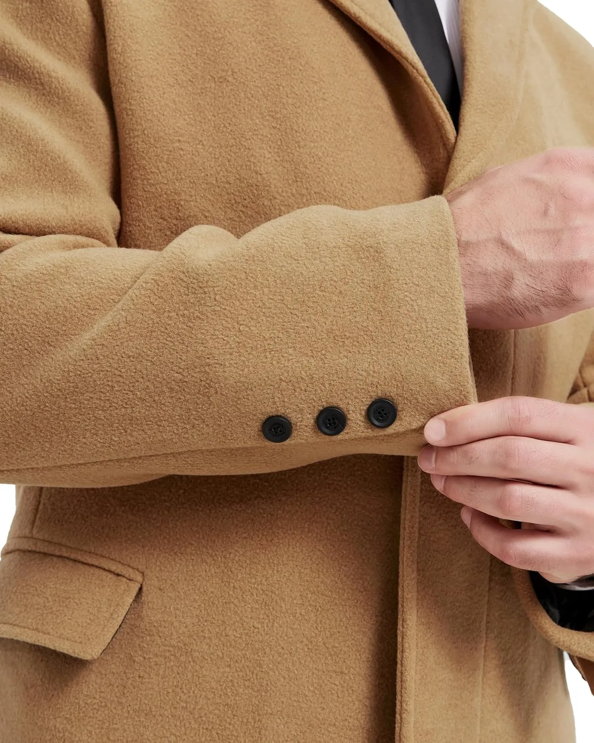 Mens Camel Overcoat Wool & Cashmere Covert Warm Winter Bond Coat Fully Lined