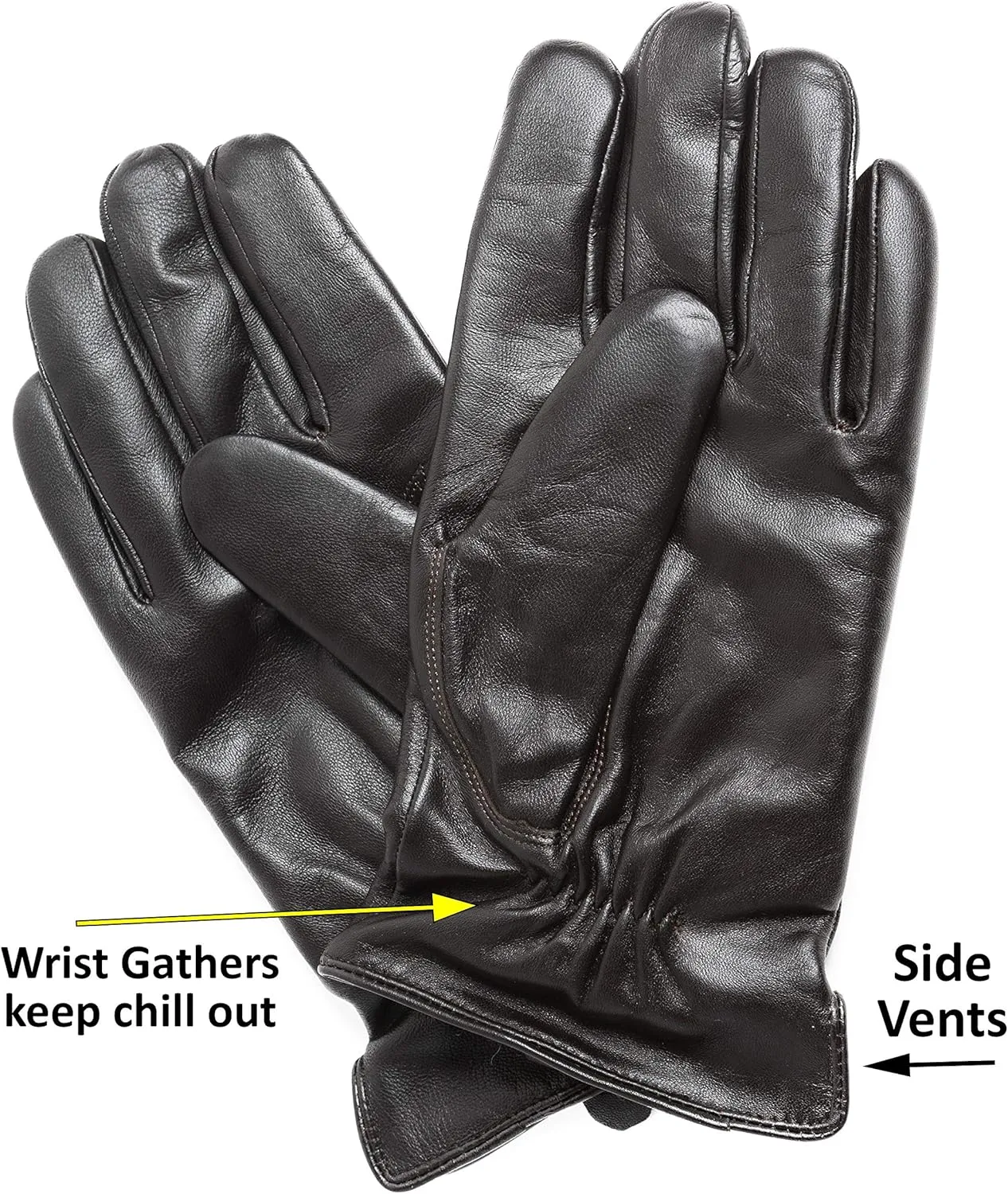 Men's Cashmere Lined Sheepskin Leather Gloves, Touchscreen, Winter Leather Gloves for Men, Gift Box