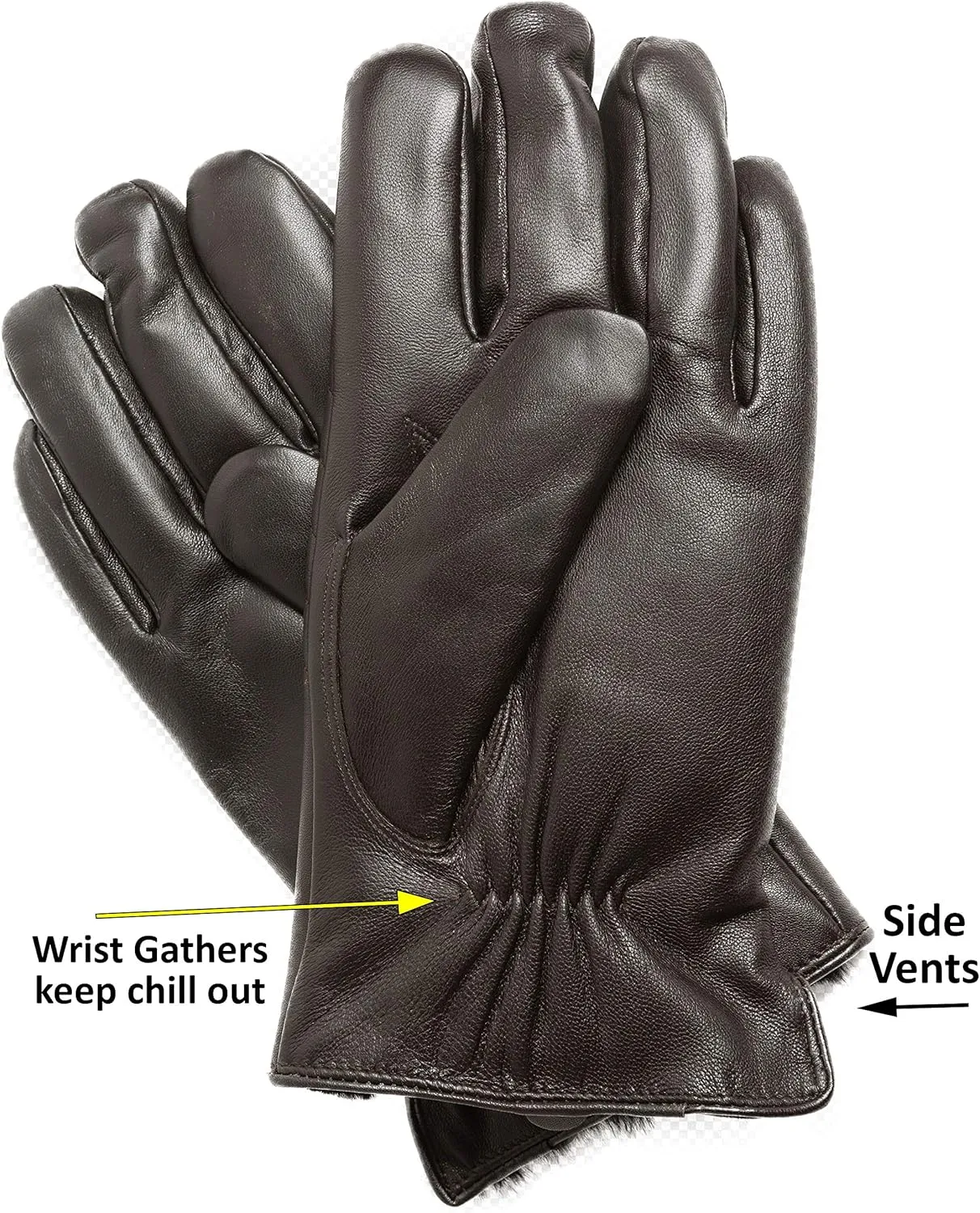 Men's Cashmere Lined Sheepskin Leather Gloves, Touchscreen, Winter Leather Gloves for Men, Gift Box