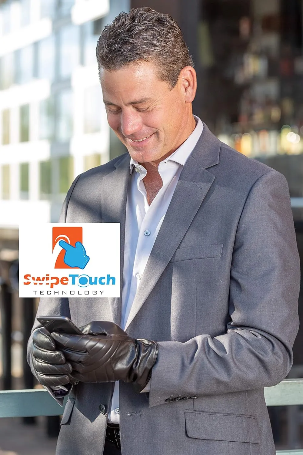 Men's Cashmere Lined Sheepskin Leather Gloves, Touchscreen, Winter Leather Gloves for Men, Gift Box