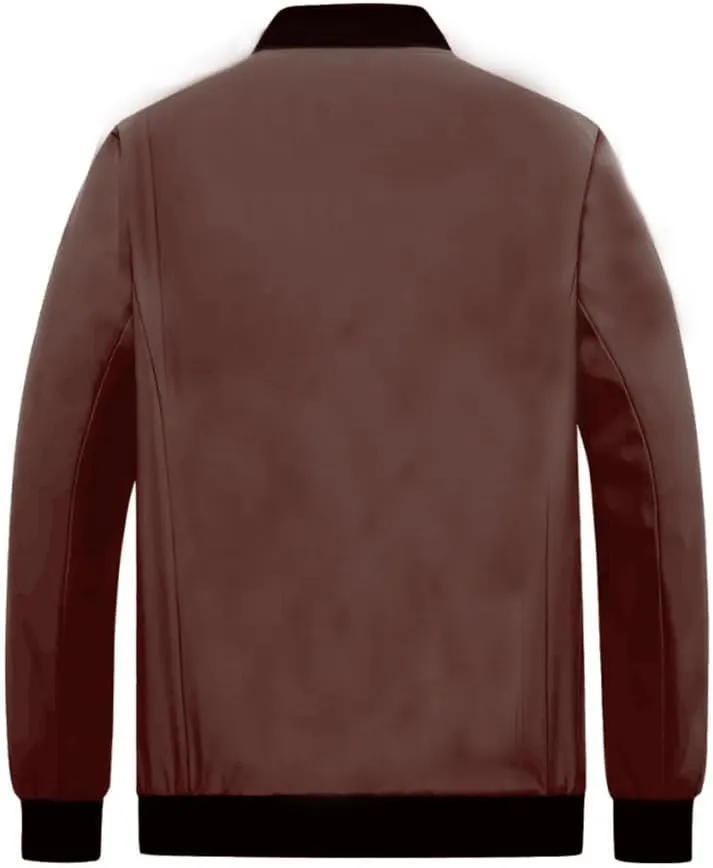 Mens Casual Coat Jacket, Long Sleeve Embroidered Bomber Jacket with Zipper, Anorak Windbreaker with Pockets
