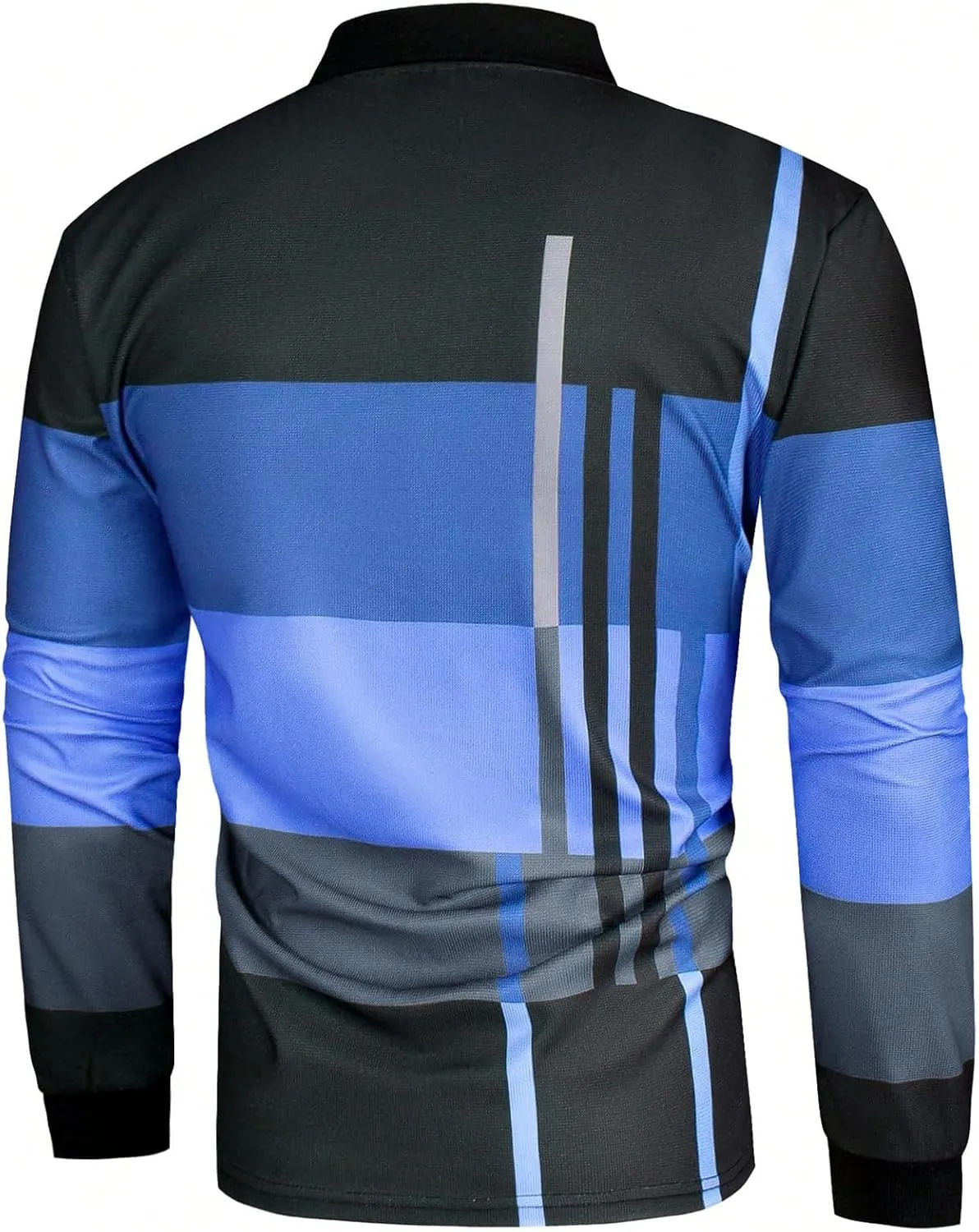 Men's Color Block Striped Print Long Sleeve Shirt Tops Button Down Collared Shirt Golf Casual Shirts Tops