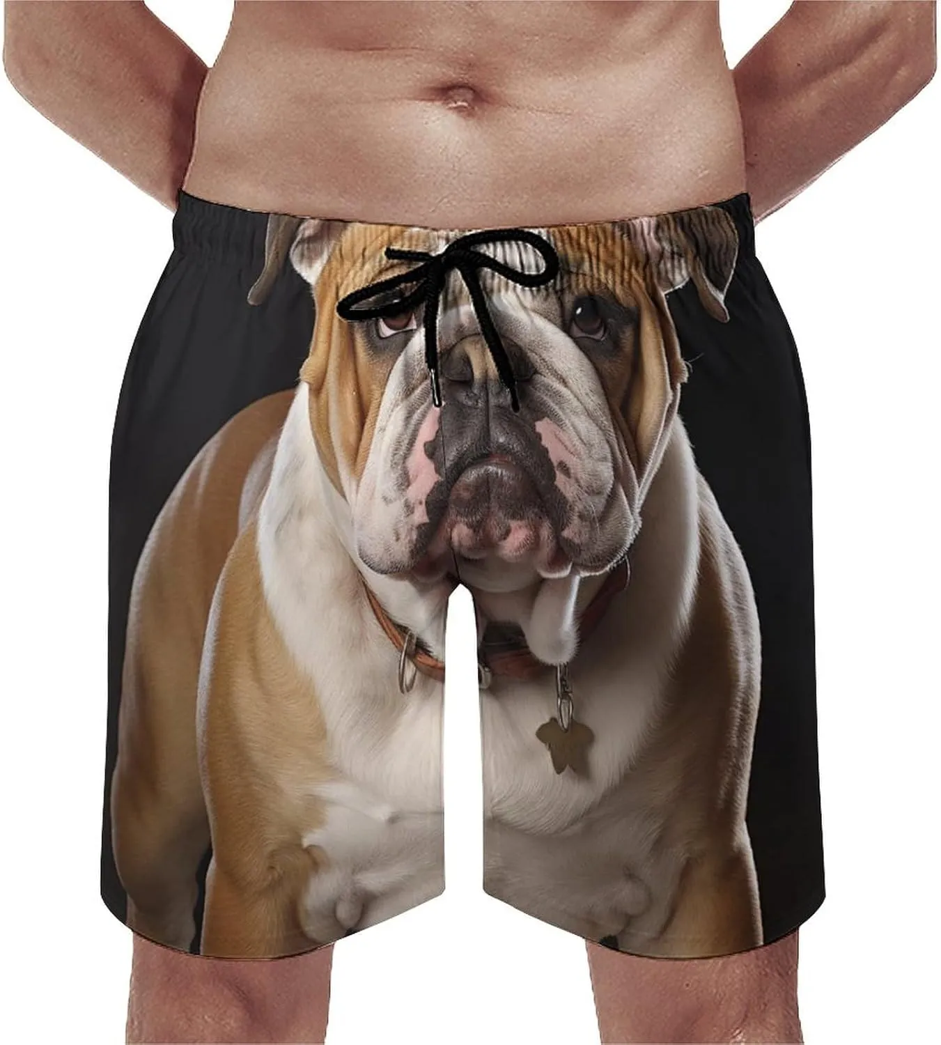 Men's English Bulldog Swim Trunks Quick-Dry Beach Shorts with Drawstring Casual Pants for Swimming Running