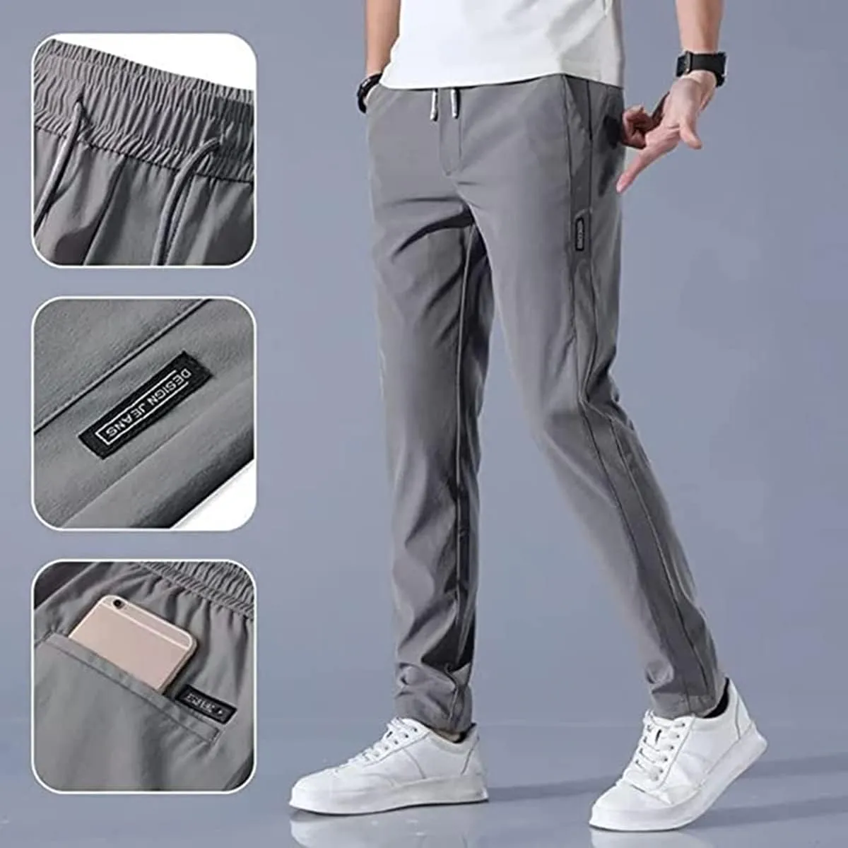 Men's Fast Dry Stretch Pants,Men's High Stretch Multi-Pocket Skinny Cargo Pants,Waterproof Hiking Pants for Men