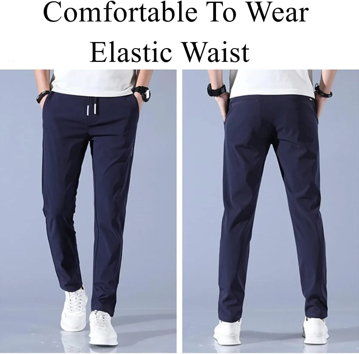 Men's Fast Dry Stretch Pants,Men's High Stretch Multi-Pocket Skinny Cargo Pants,Waterproof Hiking Pants for Men