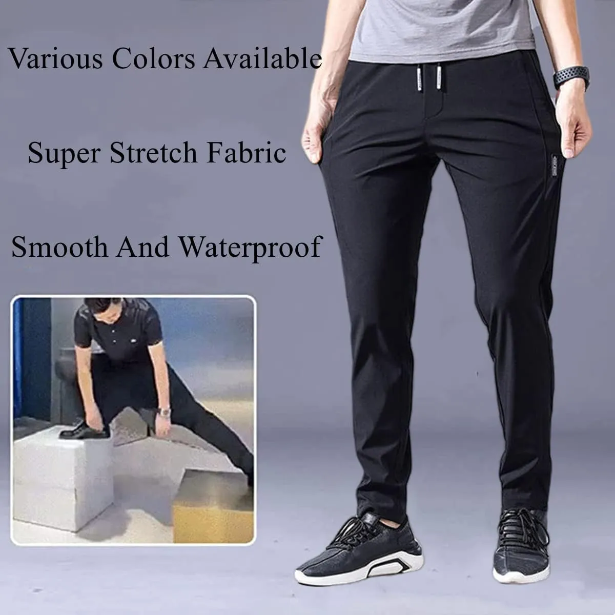 Men's Fast Dry Stretch Pants,Men's High Stretch Multi-Pocket Skinny Cargo Pants,Waterproof Hiking Pants for Men