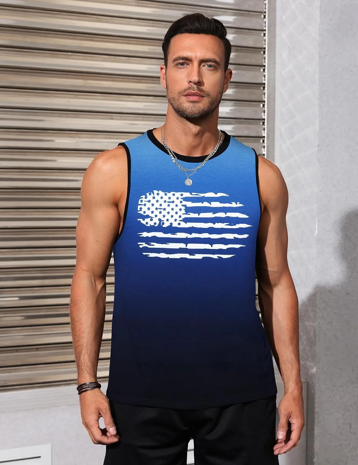 Mens Graphic Tank Tops Sleeveless Muscle Shirts Beach Hawaiian Coconut Tree Patriotic Tank Tops