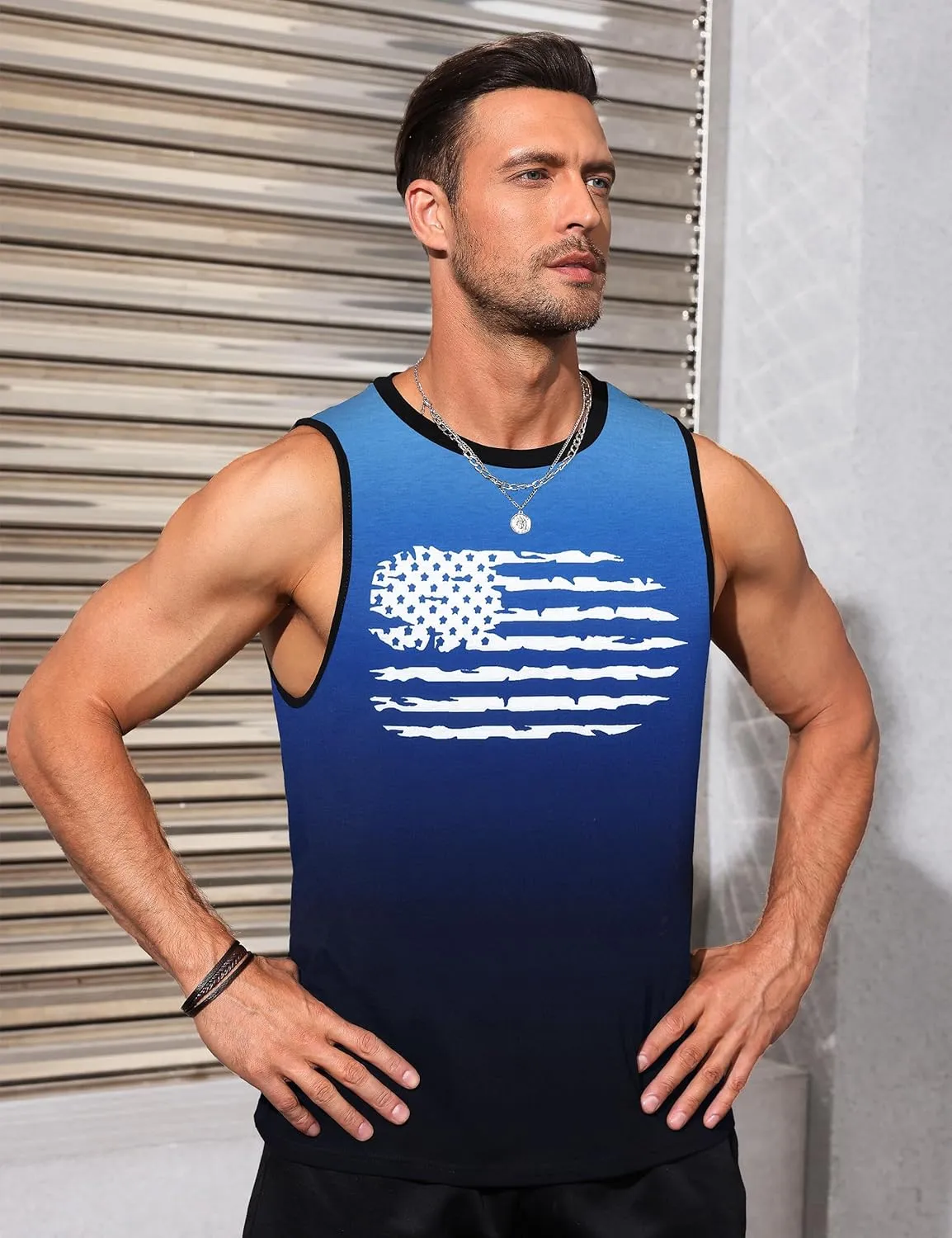 Mens Graphic Tank Tops Sleeveless Muscle Shirts Beach Hawaiian Coconut Tree Patriotic Tank Tops