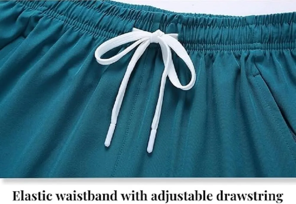 Men's Gym Shorts Lightweight Drawstring Waist Athletic Shorts Quick Dry Beach Workout Running Shorts