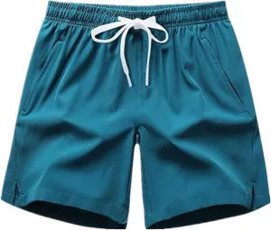 Men's Gym Shorts Lightweight Drawstring Waist Athletic Shorts Quick Dry Beach Workout Running Shorts