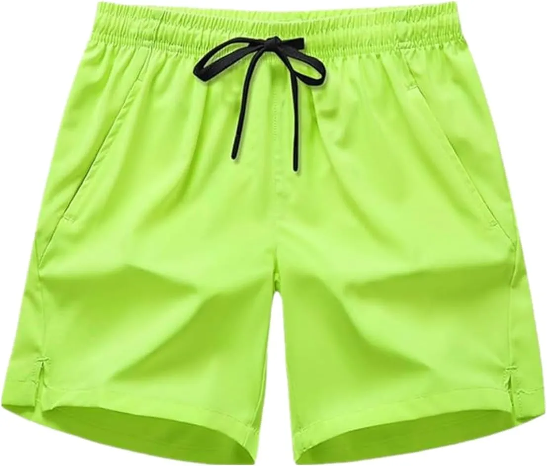 Men's Gym Shorts Lightweight Drawstring Waist Athletic Shorts Quick Dry Beach Workout Running Shorts