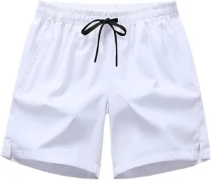 Men's Gym Shorts Lightweight Drawstring Waist Athletic Shorts Quick Dry Beach Workout Running Shorts