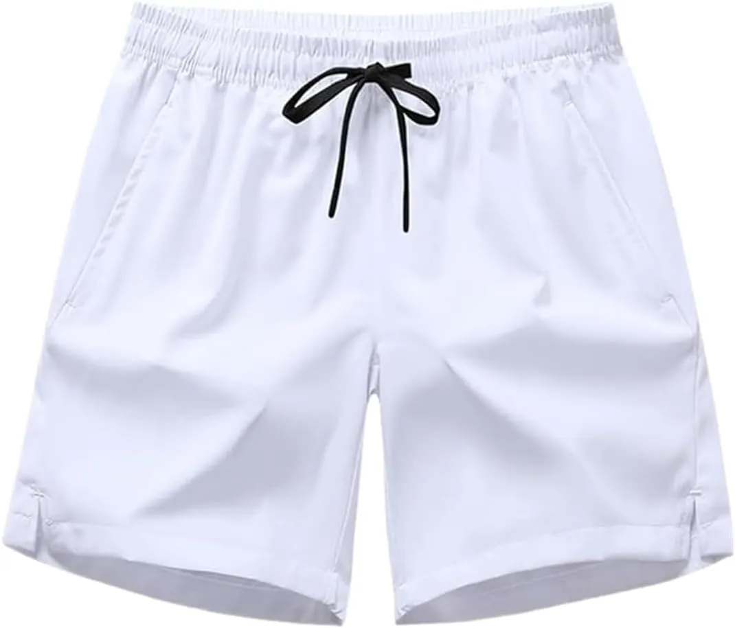Men's Gym Shorts Lightweight Drawstring Waist Athletic Shorts Quick Dry Beach Workout Running Shorts