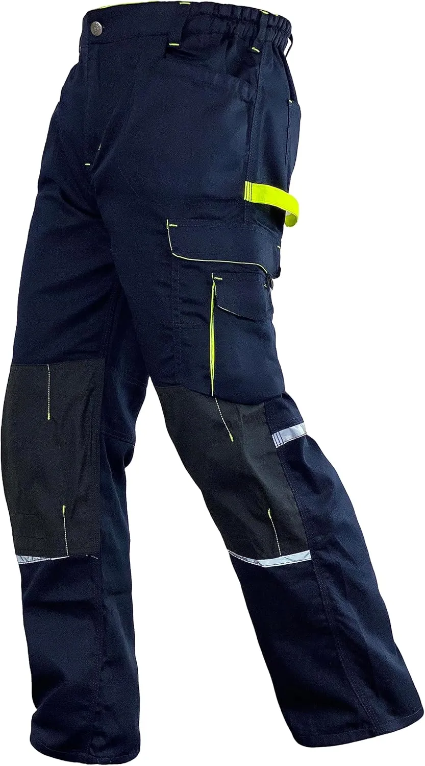 Men's Heavy Duty Tactical Work Pants with Cordura Knee Reinforcement and Multi-Pocket Combat Cargo Utility Work Trousers