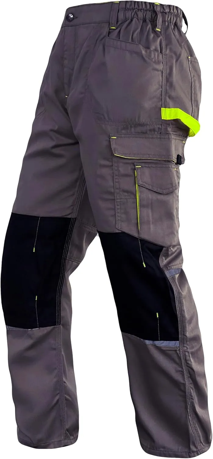 Men's Heavy Duty Tactical Work Pants with Cordura Knee Reinforcement and Multi-Pocket Combat Cargo Utility Work Trousers