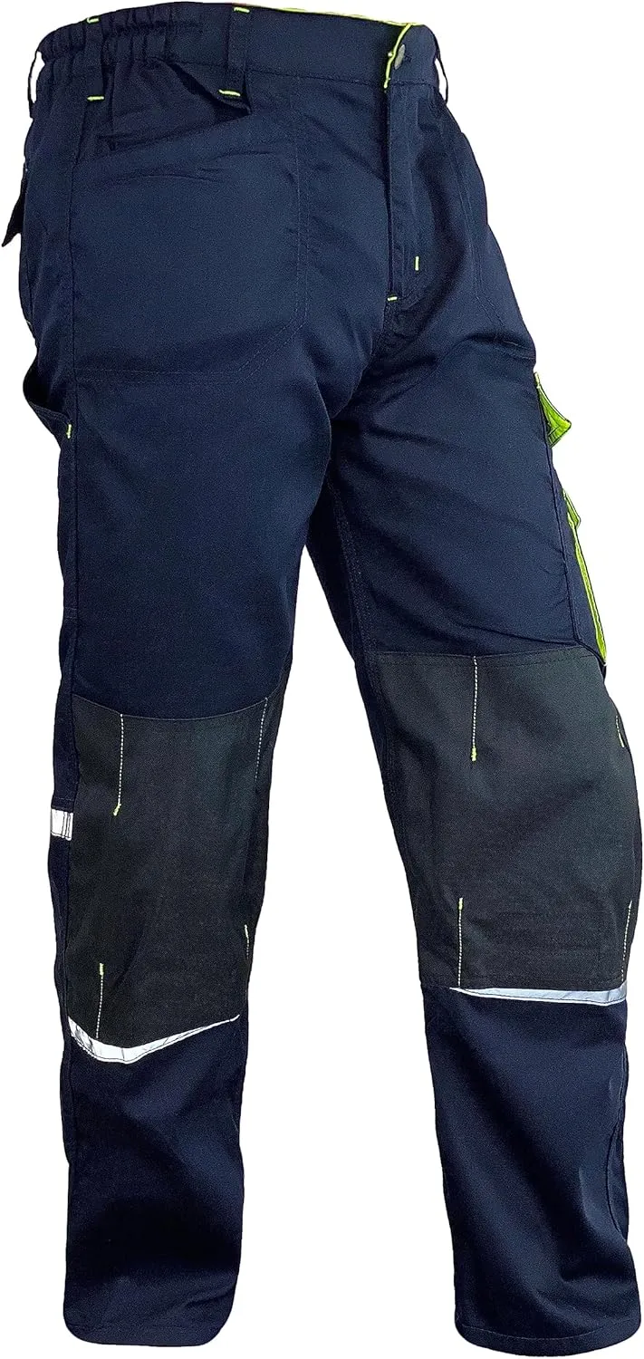 Men's Heavy Duty Tactical Work Pants with Cordura Knee Reinforcement and Multi-Pocket Combat Cargo Utility Work Trousers
