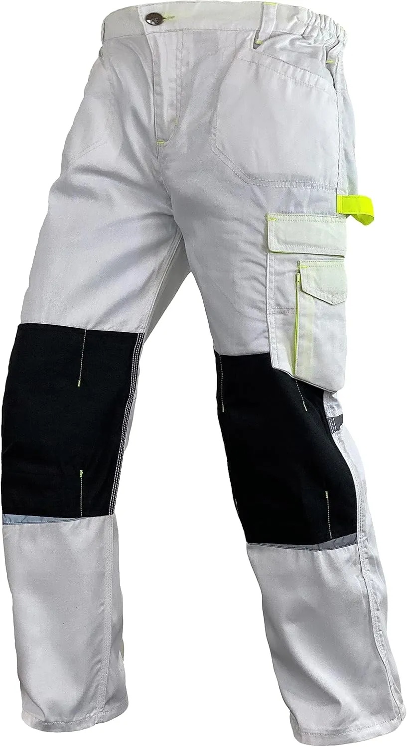 Men's Heavy Duty Tactical Work Pants with Cordura Knee Reinforcement and Multi-Pocket Combat Cargo Utility Work Trousers