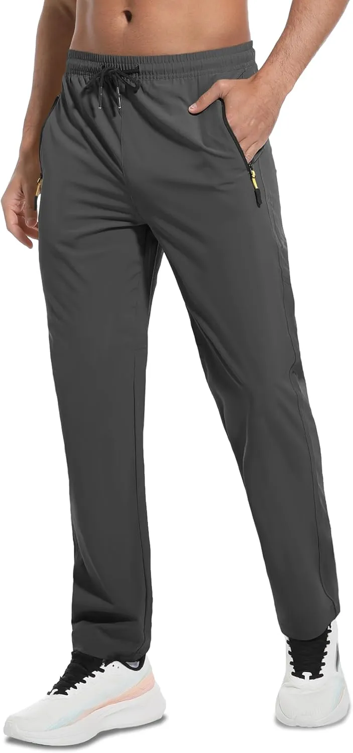Men's Hiking Pants Lightweight Quick Dry Waterproof Breathable Athletic Joggers Track Running Sweatpants