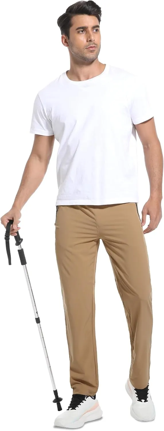 Men's Hiking Pants Lightweight Quick Dry Waterproof Breathable Athletic Joggers Track Running Sweatpants