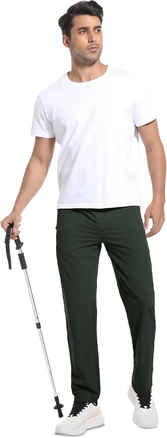 Men's Hiking Pants Lightweight Quick Dry Waterproof Breathable Athletic Joggers Track Running Sweatpants