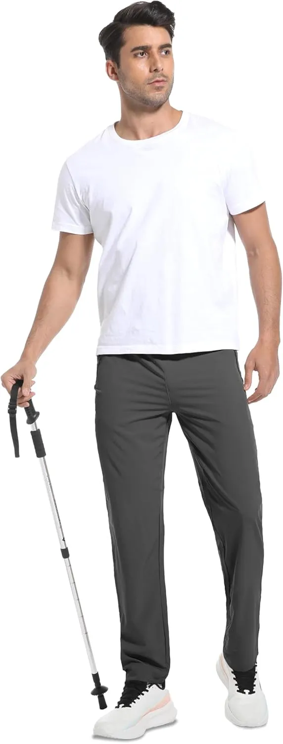 Men's Hiking Pants Lightweight Quick Dry Waterproof Breathable Athletic Joggers Track Running Sweatpants