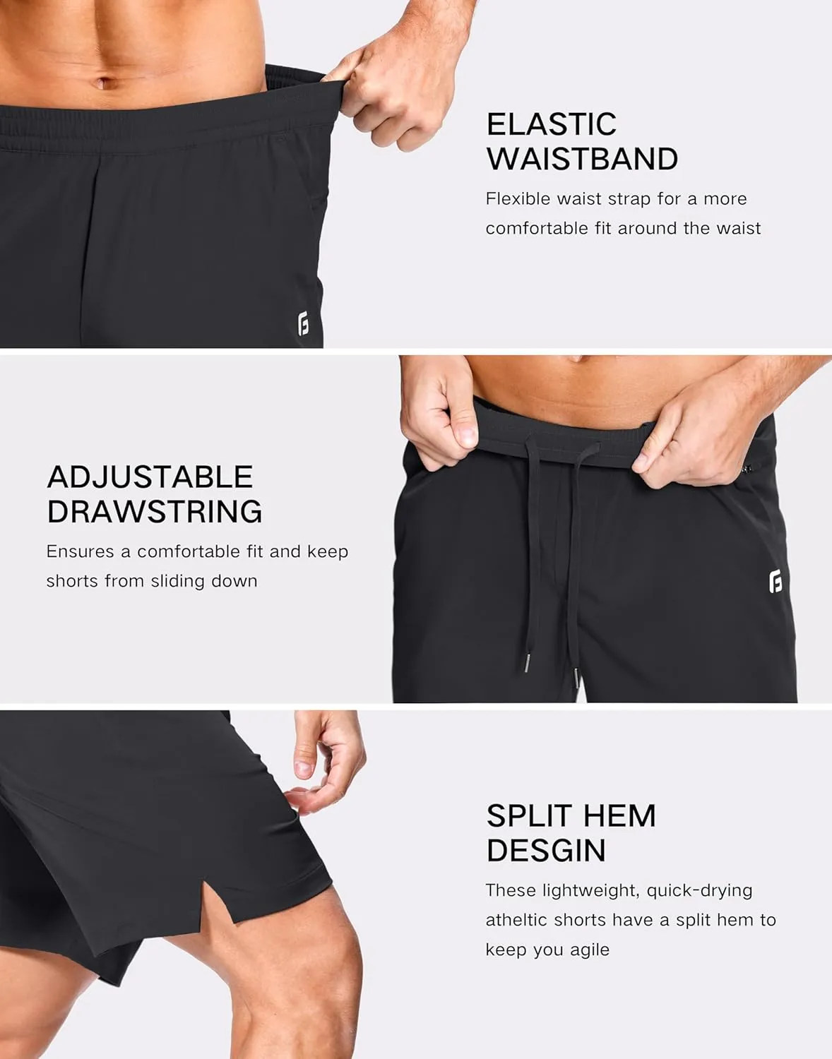 Men's Lightweight Athletic Shorts with Zipper Pockets 7" Gym Workout Quick Dry Running Tennis Basketball Shorts for Men