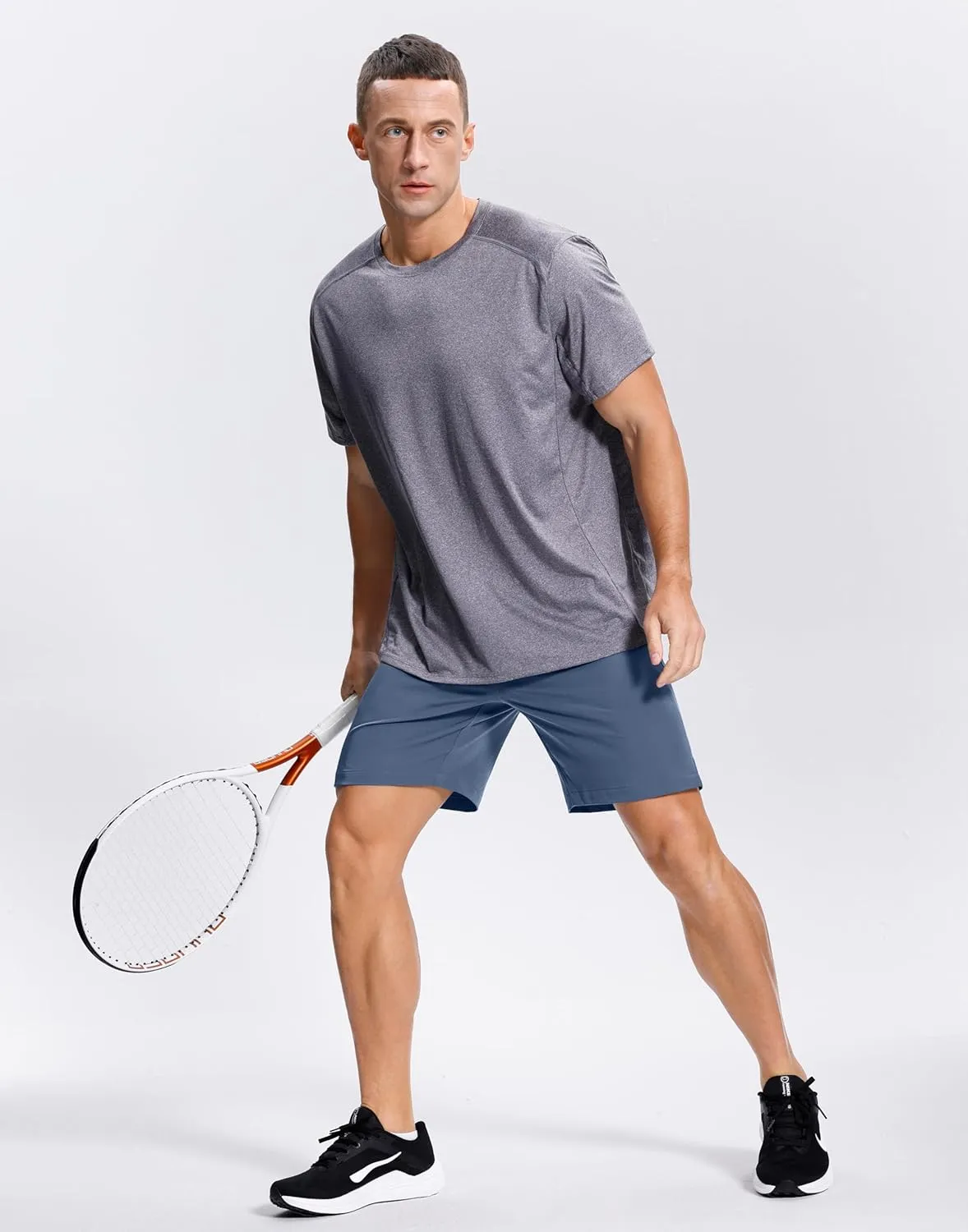 Men's Lightweight Athletic Shorts with Zipper Pockets 7" Gym Workout Quick Dry Running Tennis Basketball Shorts for Men