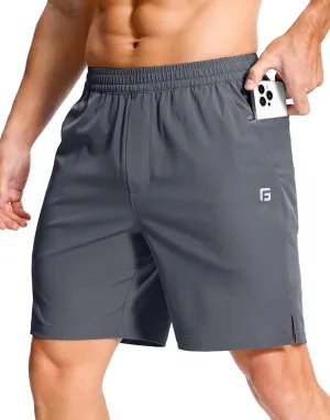 Men's Lightweight Athletic Shorts with Zipper Pockets 7" Gym Workout Quick Dry Running Tennis Basketball Shorts for Men