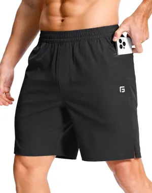 Men's Lightweight Athletic Shorts with Zipper Pockets 7" Gym Workout Quick Dry Running Tennis Basketball Shorts for Men
