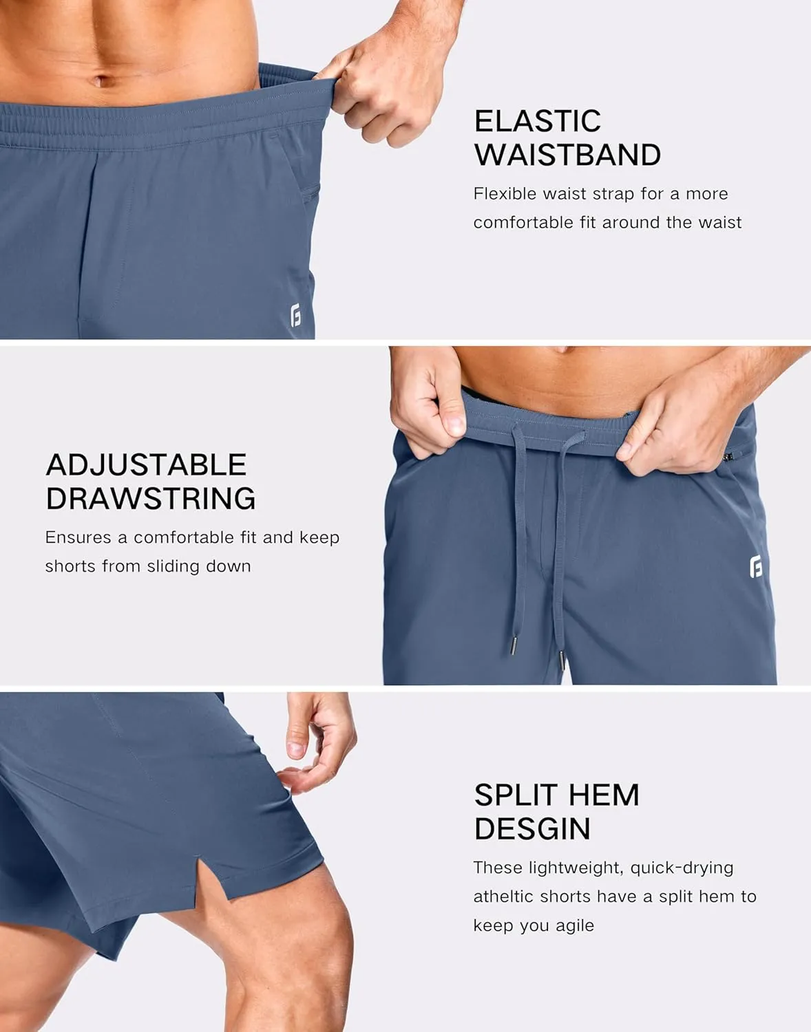 Men's Lightweight Athletic Shorts with Zipper Pockets 7" Gym Workout Quick Dry Running Tennis Basketball Shorts for Men
