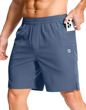 Men's Lightweight Athletic Shorts with Zipper Pockets 7" Gym Workout Quick Dry Running Tennis Basketball Shorts for Men