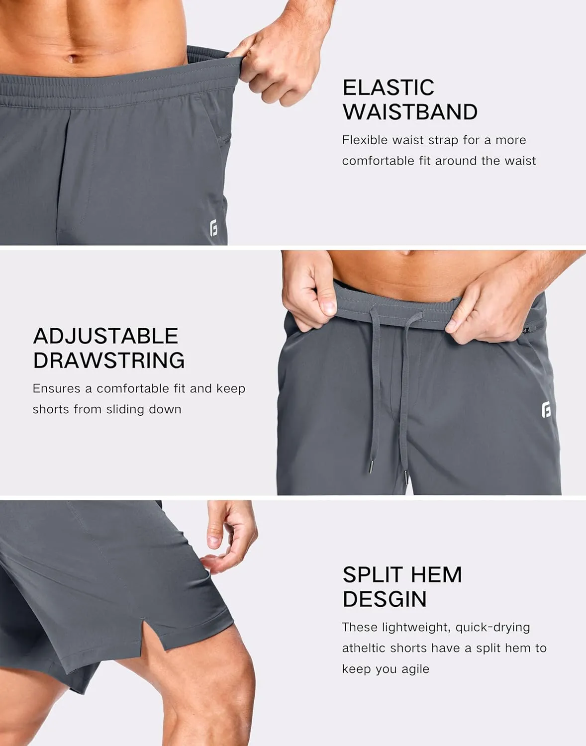 Men's Lightweight Athletic Shorts with Zipper Pockets 7" Gym Workout Quick Dry Running Tennis Basketball Shorts for Men