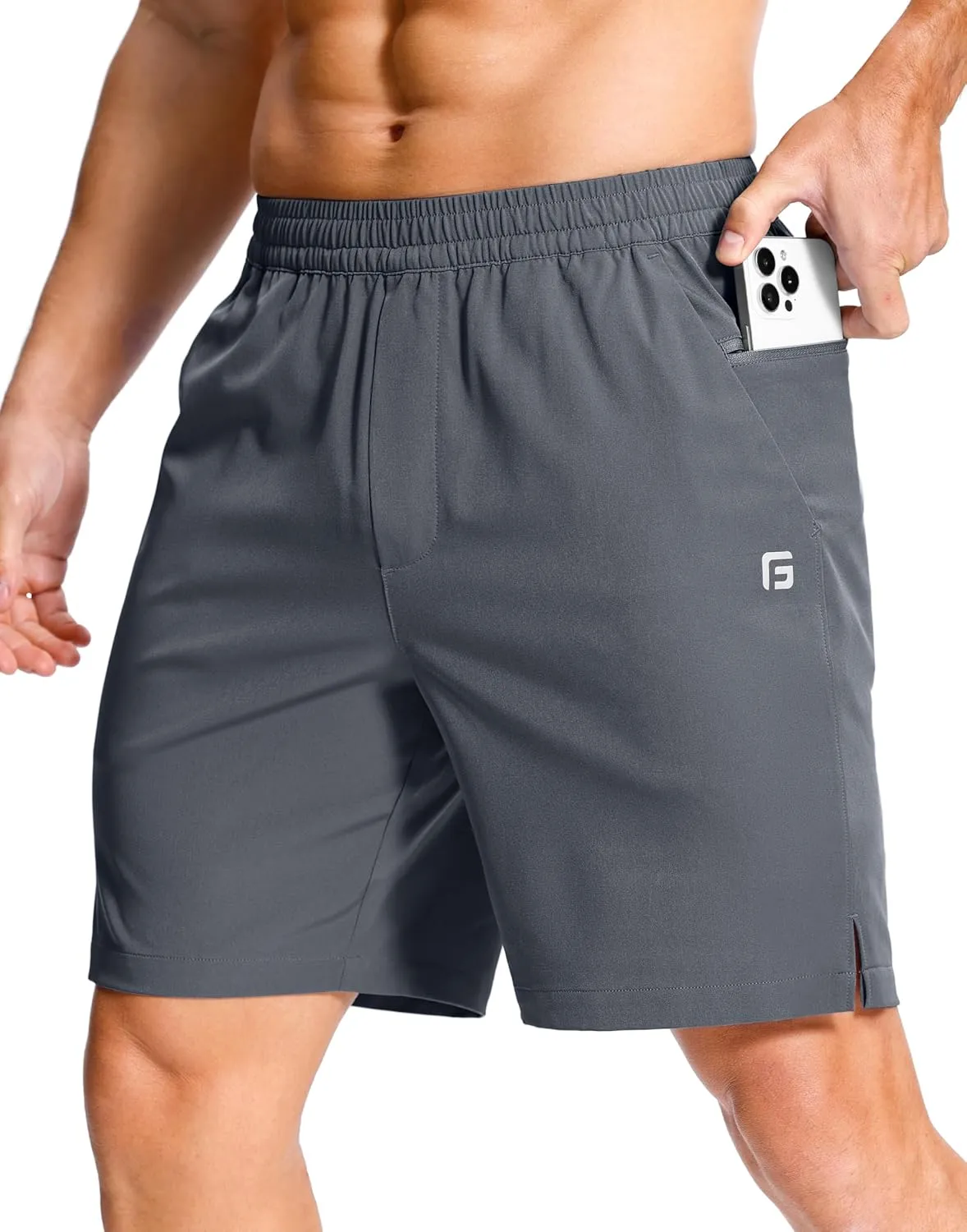 Men's Lightweight Athletic Shorts with Zipper Pockets 7" Gym Workout Quick Dry Running Tennis Basketball Shorts for Men