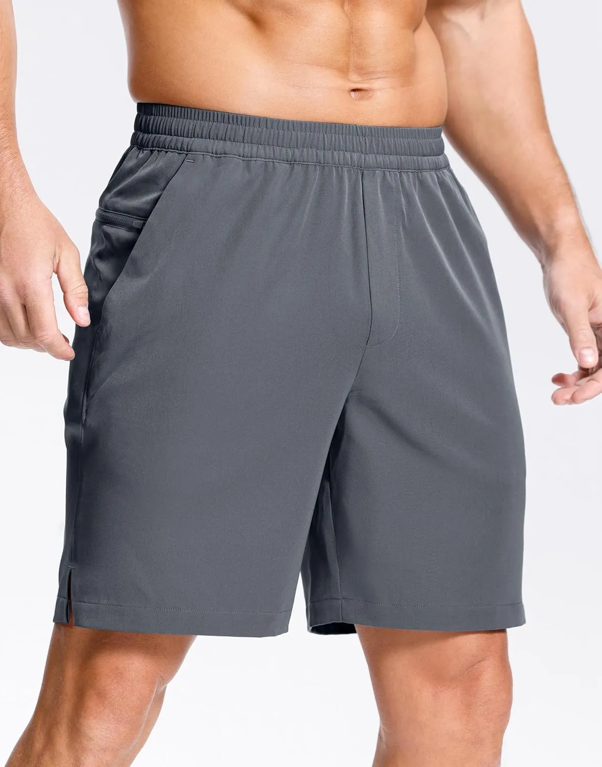 Men's Lightweight Athletic Shorts with Zipper Pockets 7" Gym Workout Quick Dry Running Tennis Basketball Shorts for Men