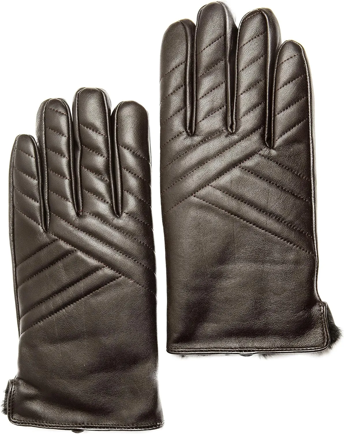 Men's Rabbit Fur Lined Leather Gloves, Touchscreen, Leather Gloves for Men, Gift Box
