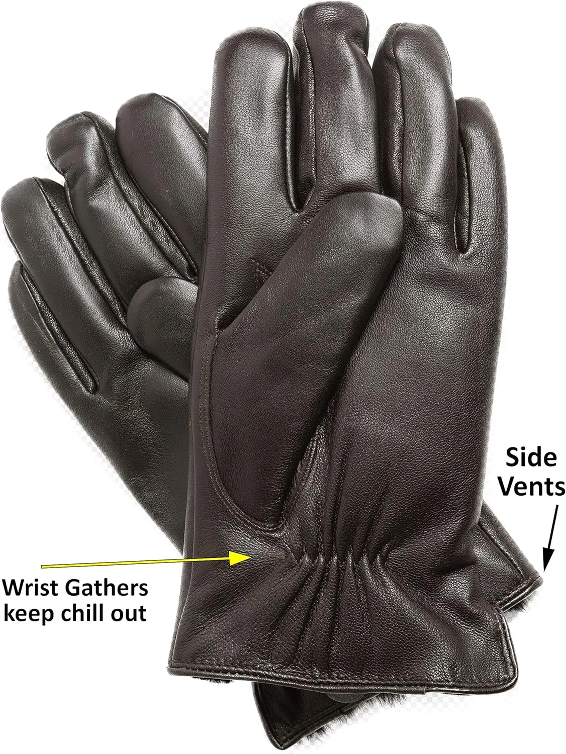 Men's Rabbit Fur Lined Leather Gloves, Touchscreen, Leather Gloves for Men, Gift Box
