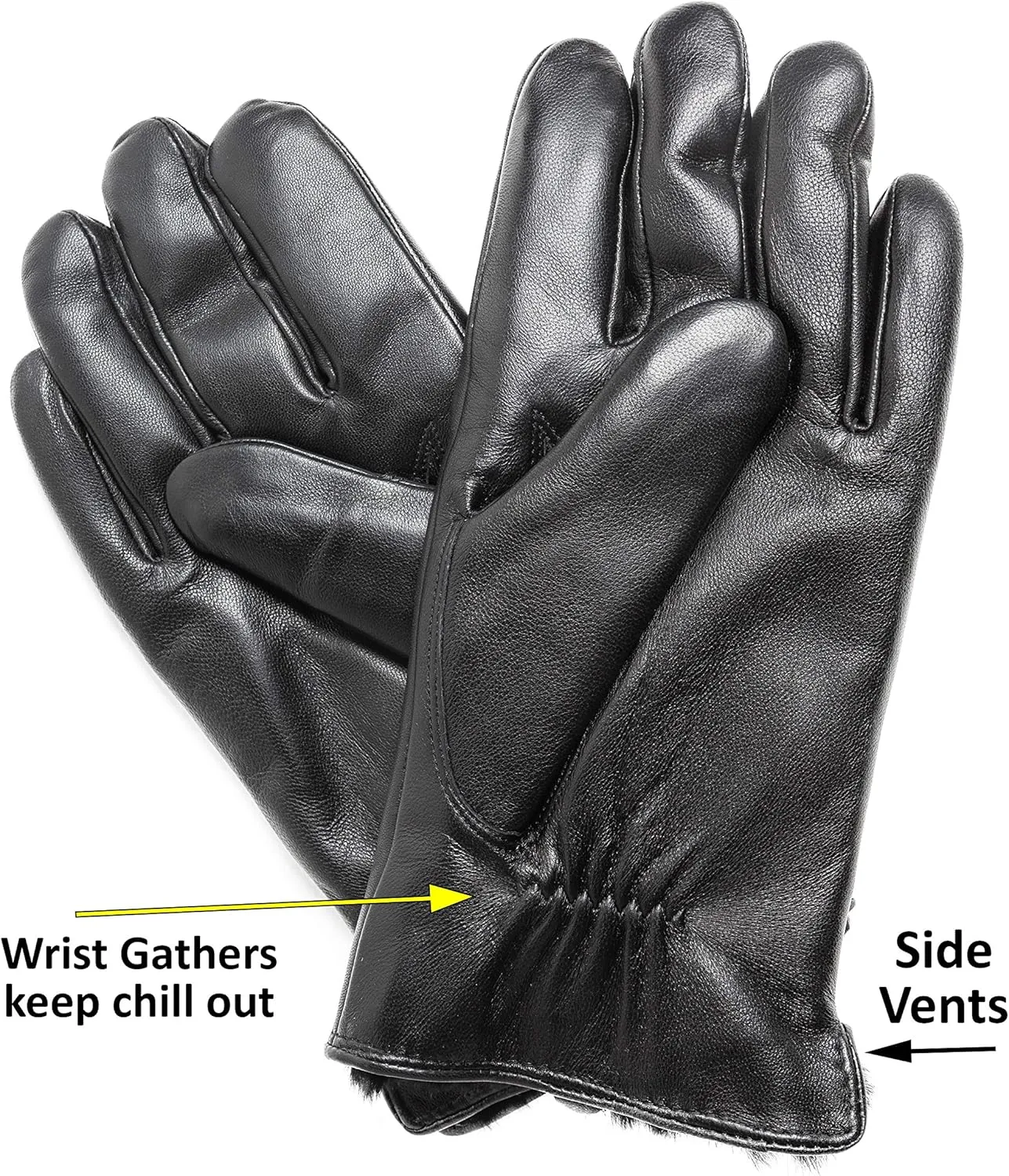 Men's Rabbit Fur Lined Leather Gloves, Touchscreen, Leather Gloves for Men, Gift Box