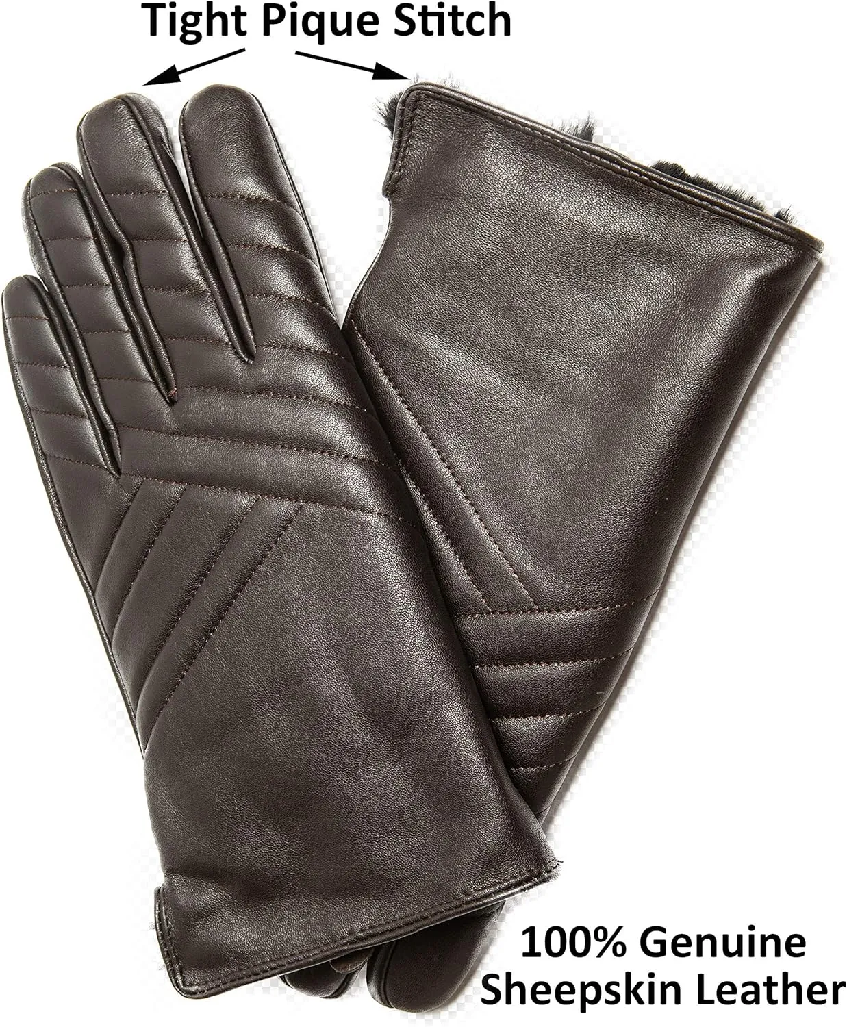 Men's Rabbit Fur Lined Leather Gloves, Touchscreen, Leather Gloves for Men, Gift Box