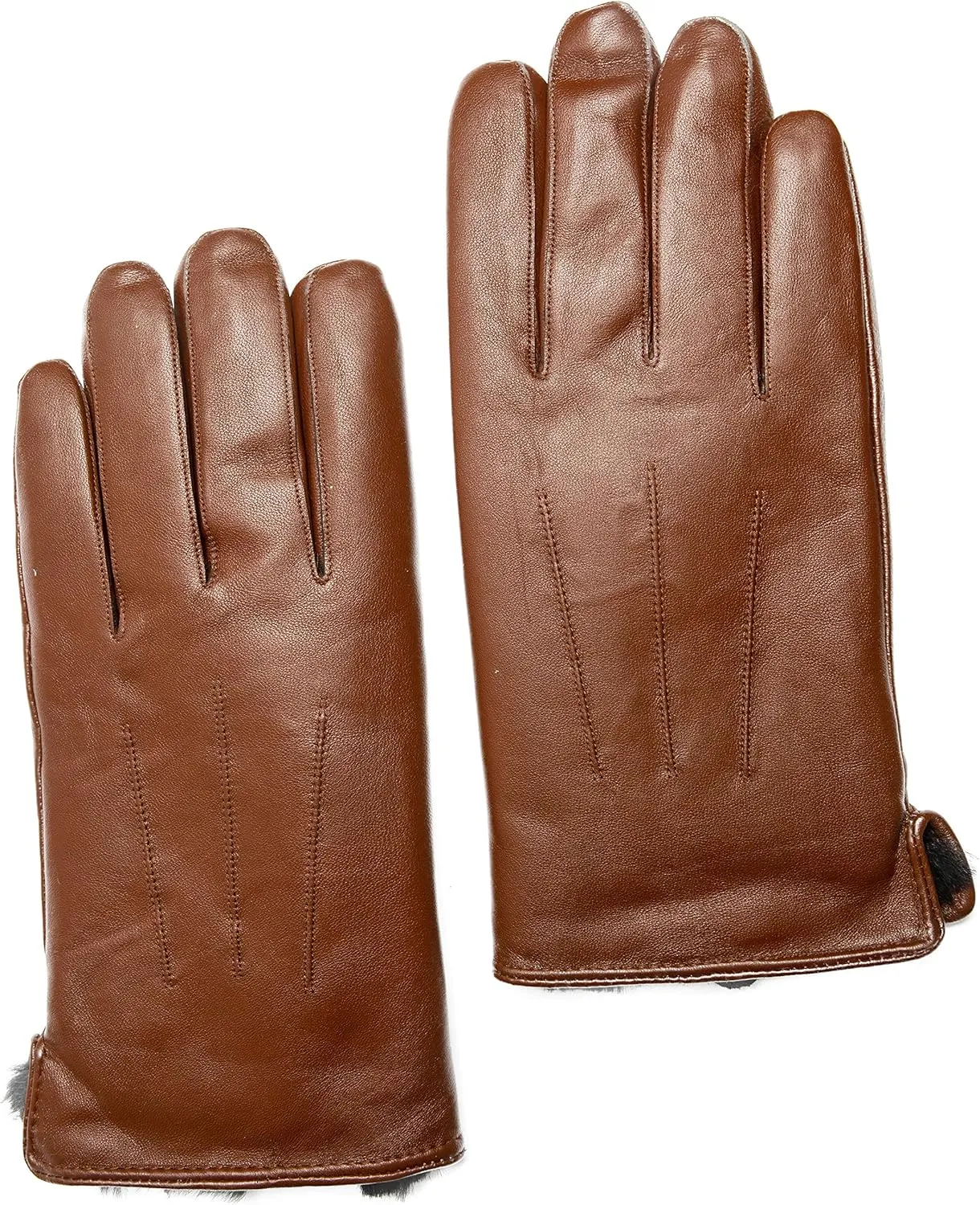 Men's Rabbit Fur Lined Leather Gloves, Touchscreen, Leather Gloves for Men, Gift Box