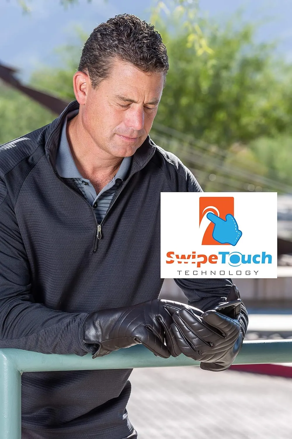 Men's Rabbit Fur Lined Leather Gloves, Touchscreen, Leather Gloves for Men, Gift Box